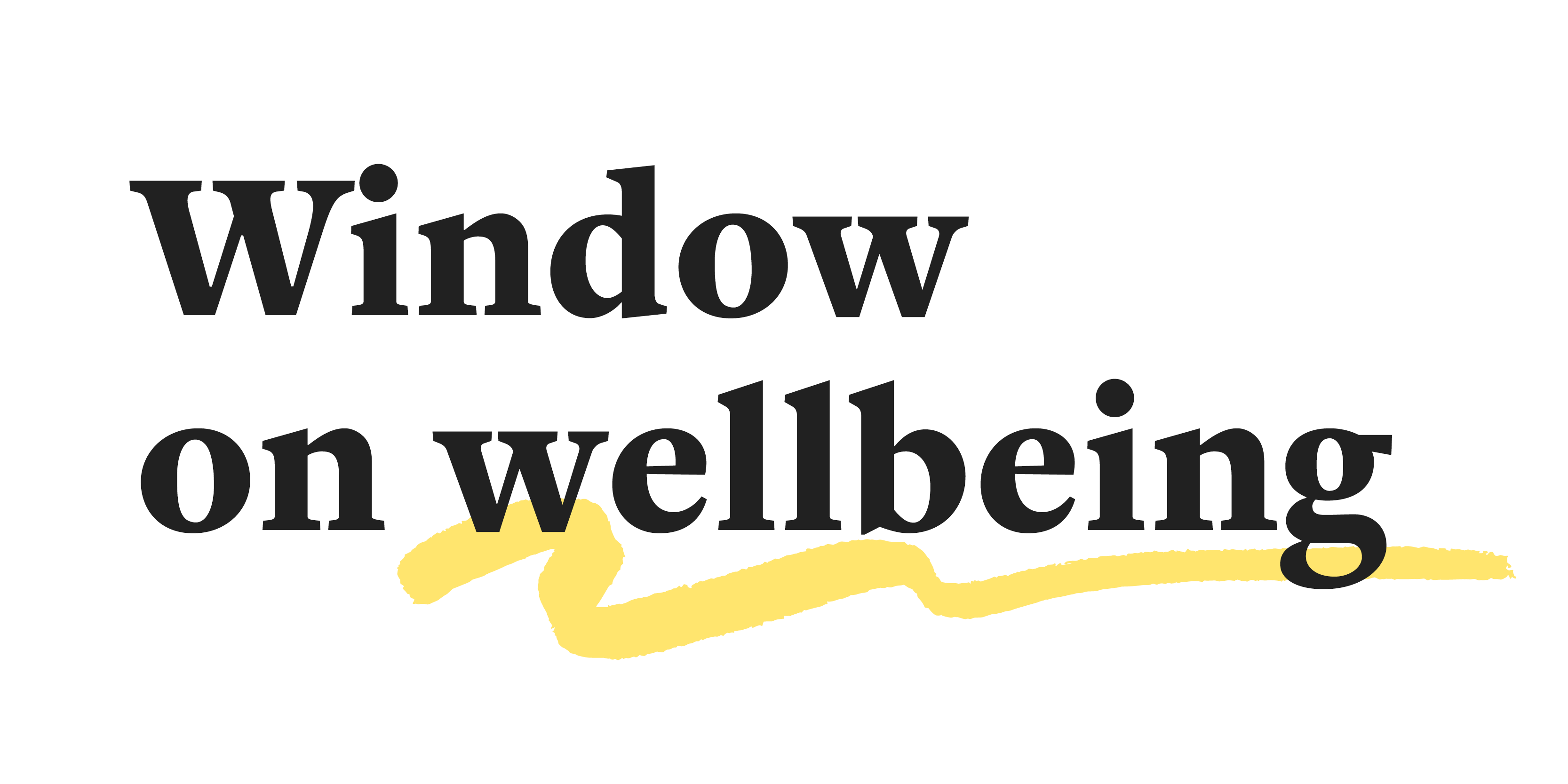 Window on Wellbeing logo - black text on a white background with a yellow underscore